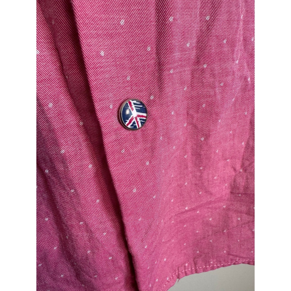 John Lennon Pink Polka Dot Long Sleeve Button Down Shirt Mens Large Preppy - Picture 5 of 16